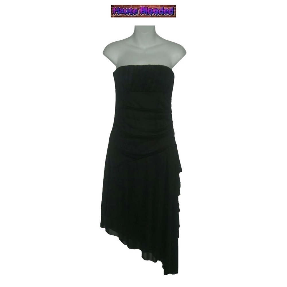 y2k Vintage Little Black Dress Draped Asymmetric 90s Gothic Fairy Whinsygoth M